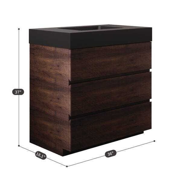 【コンビニ受取対応商品】 FAMYYT 36 in. W Single Sink Freestanding Bath Vanity in その他