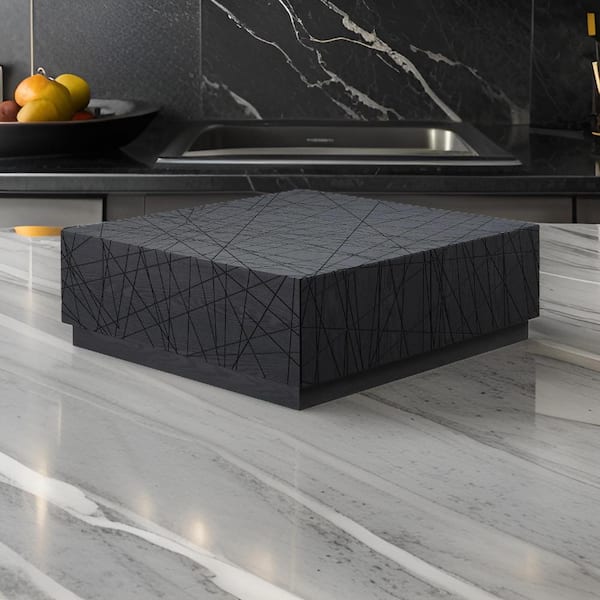 Benjara Custom Series 39.3 in. Black Square Wood Coffee Table with Modern Design and Storage
