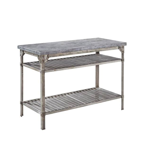 Home Styles Urban Style 52 in. W Kitchen Island in Aged Metal with Concrete Top