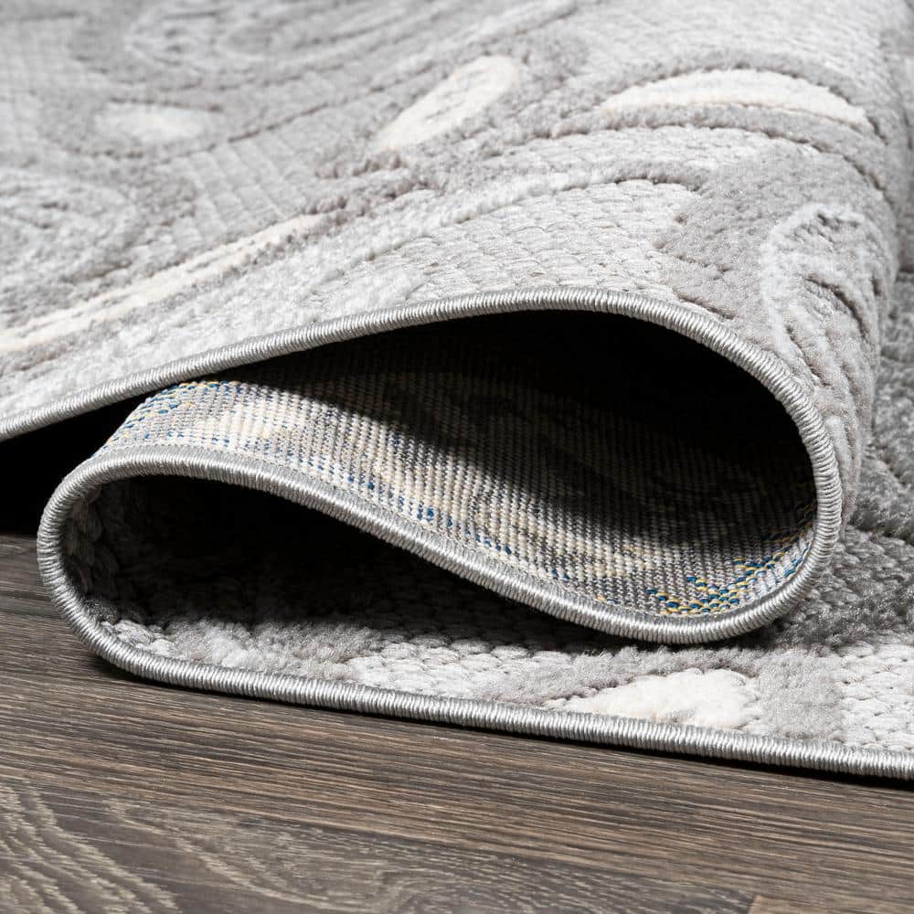 Boho Paisley Light Gray/Ivory 2x10 Indoor/Outdoor Runner Rug