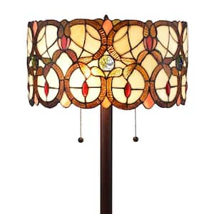 63 in. Multi-Colored Tiffany Style Double Light Floor Lamp