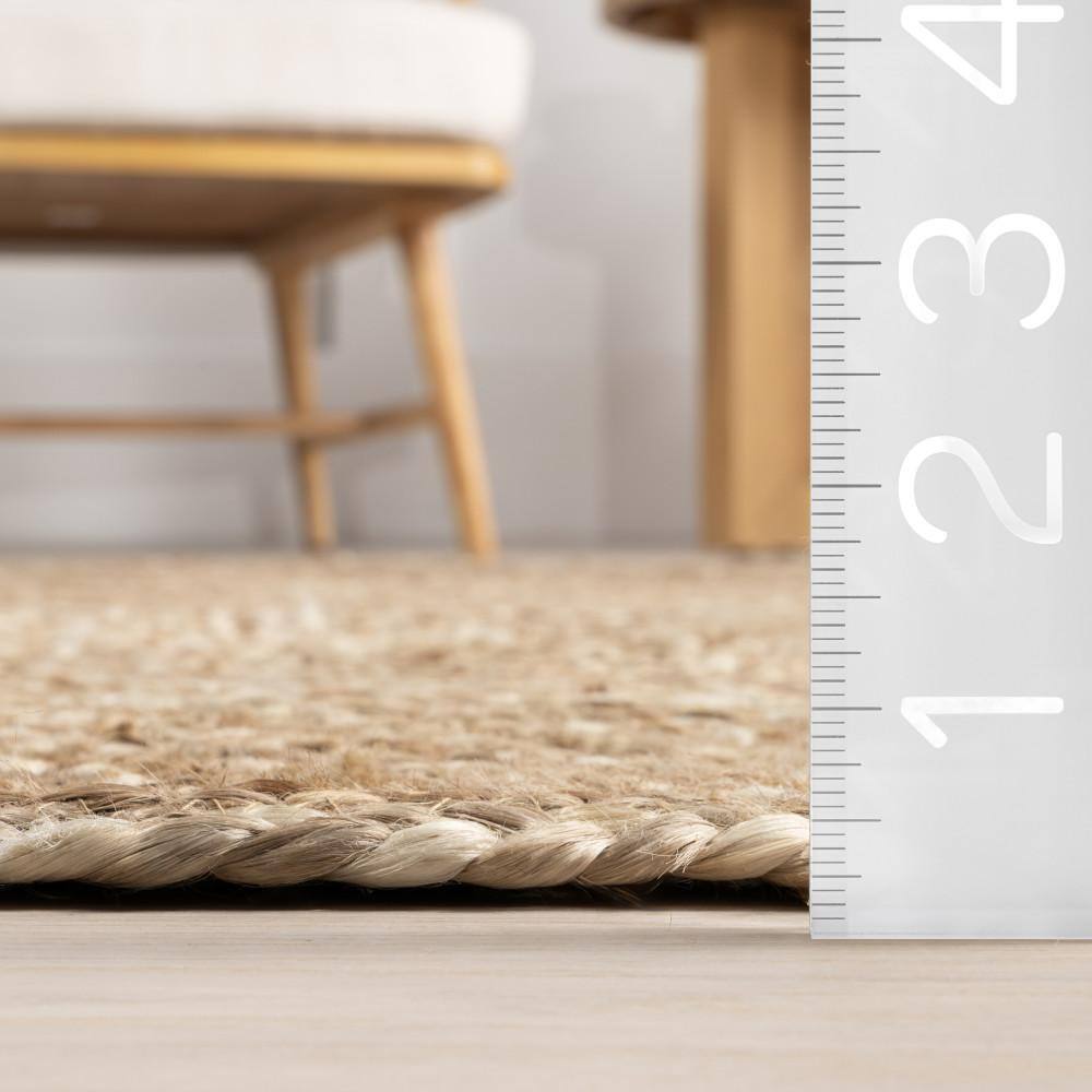 Hadassha Natural Braided Geometric Jute Area Rug, 5' x 8'