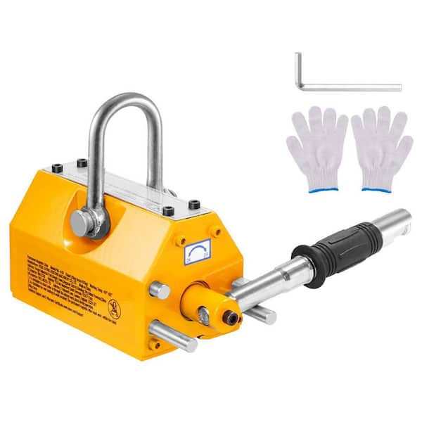 Magnetic Lifter, Lifting Magnet with Release, 1320 lbs. /600kg Pulling Capacity, 2.5 Safety Factor, Steel and Neodymium