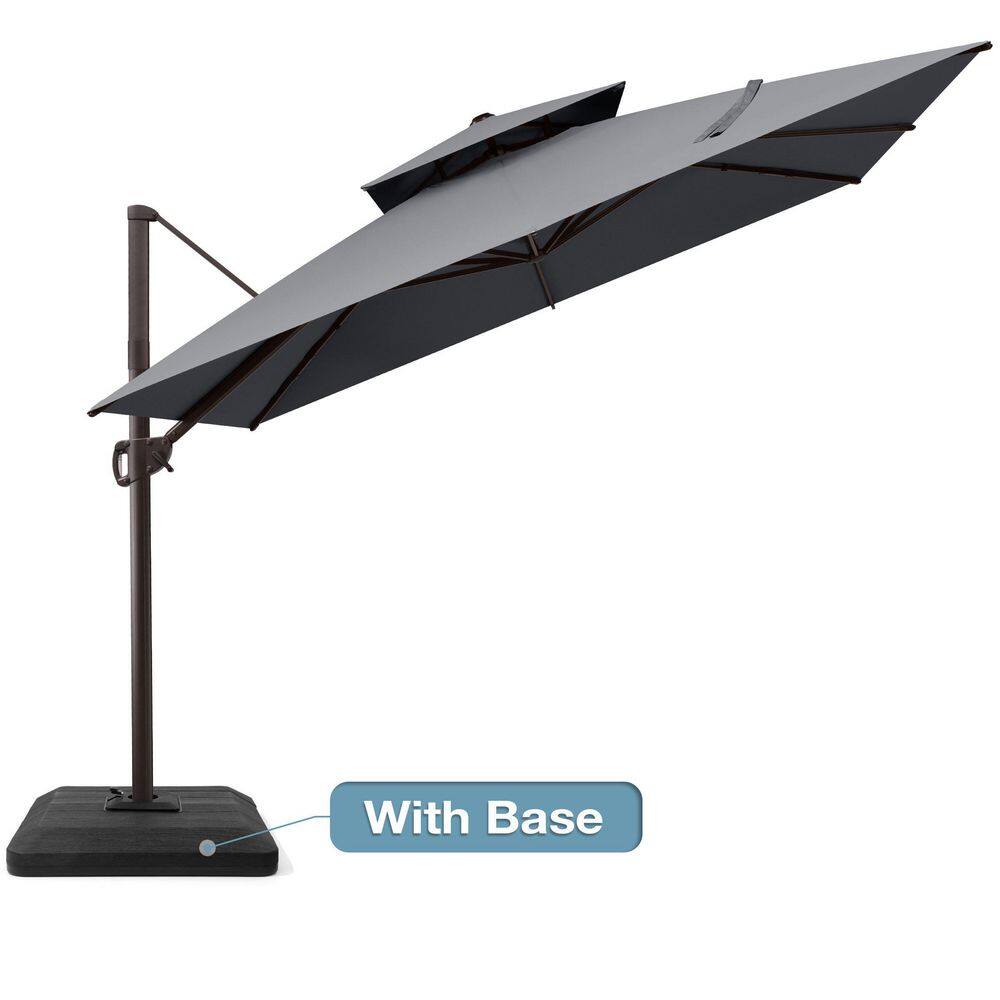 11 ft. x 11 ft. Aluminum Cantilever Patio Umbrella and 240 lbs Base Double Top Outdoor Umbrella 360° Rotatable in Gray price history on PriceWatchPro