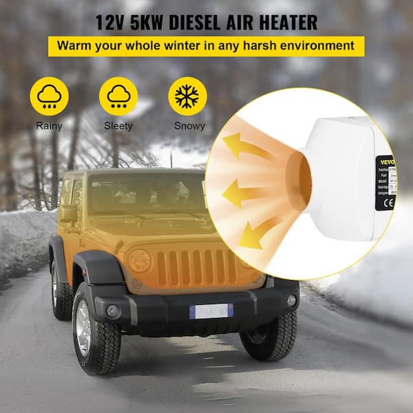VEVOR 17060 BTU Parking Heater 12-Volt Diesel Air Heater with Knob Switch and Muffler Diesel Heater for Cars