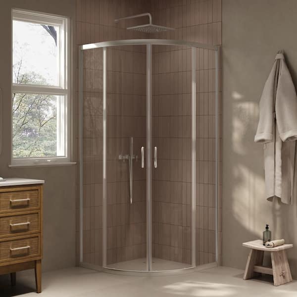 OVE Decors Breeze 34 in. W x 73 in. H Quadrant Sliding Framed