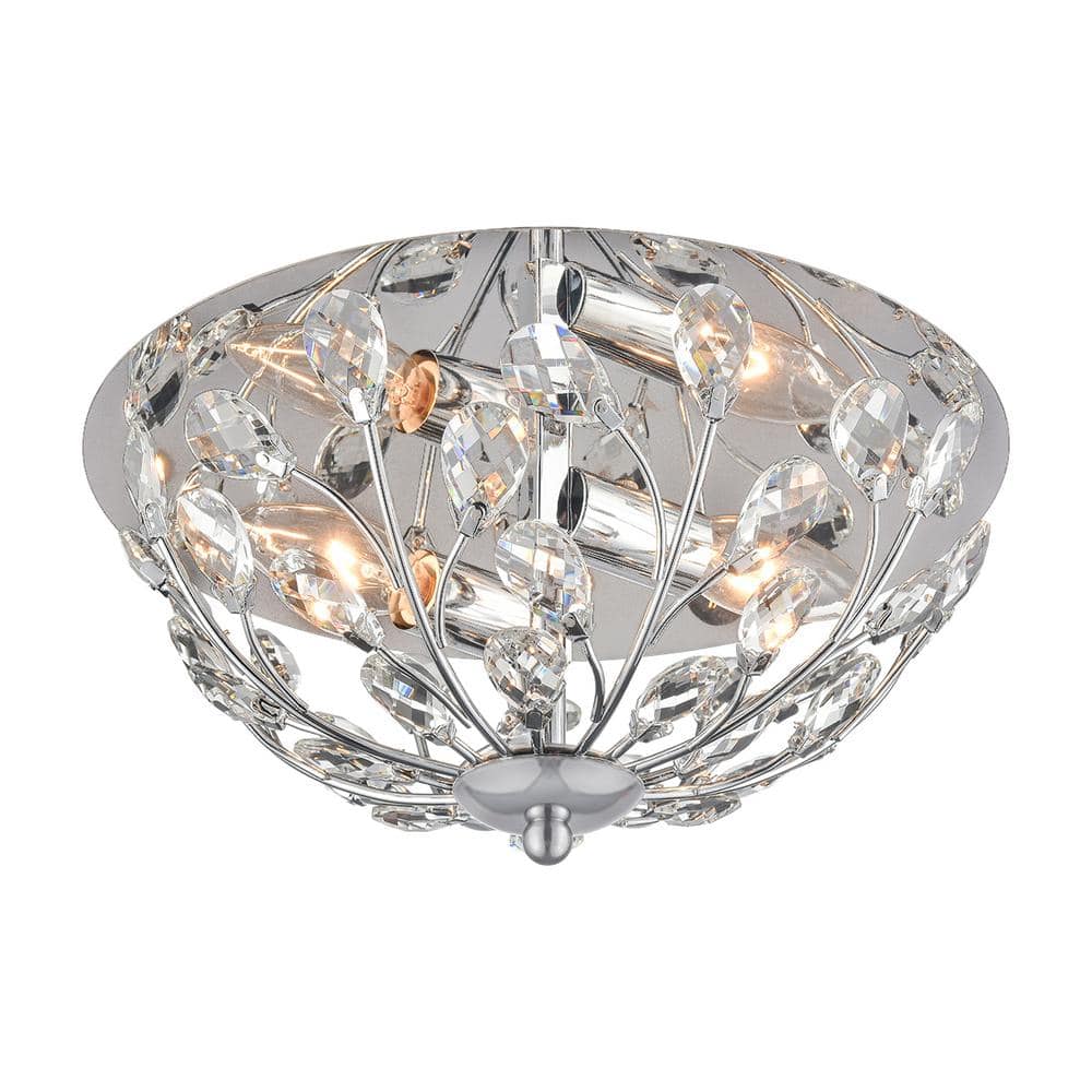 11.75 in. 2-Light Chrome Flush Mount Ceiling Light with K9 Crystal Shade price history on PriceWatchPro