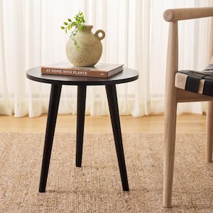 Orion 15.8 in. Black Round Wood End Table