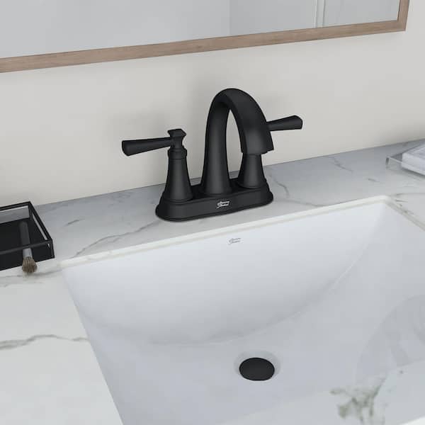 American Standard Rumson 4 In Centerset 2 Handle Bathroom Faucet Matte Black 7417201 243 - Matt Black Bathroom Sink Tap