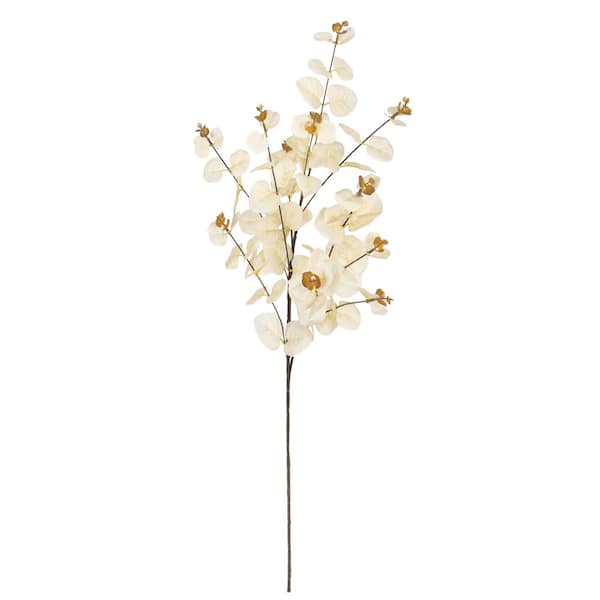 36 in. Champagne Ivory Artificial Eucalyptus Leaf Stem Plant Greenery Foliage Spray Branch (Set of 3)