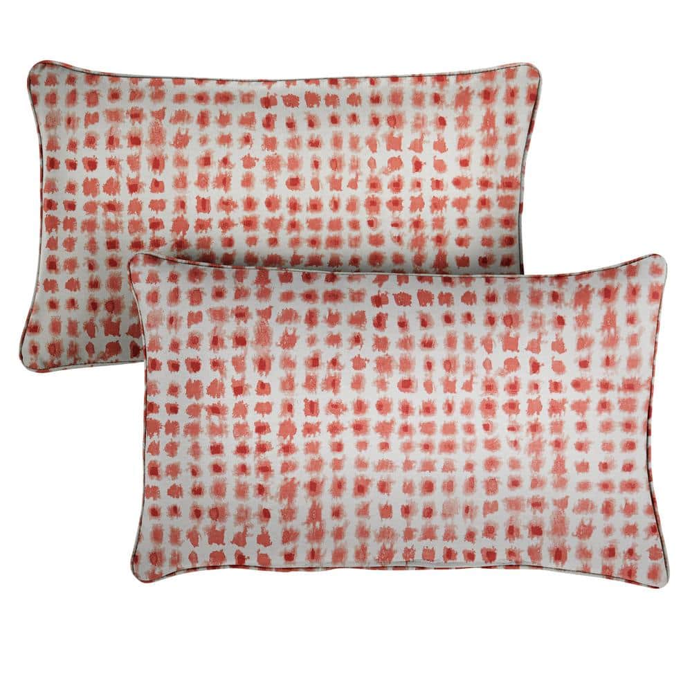 Coral Rectangular Outdoor Corded Lumbar Pillows (2-Pack)