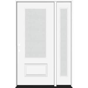 Legacy 51 in. x 80 in. 3/4-Lite Rain Glass RHIS White Primed Fiberglass Prehung Front Door with 12 in. SL