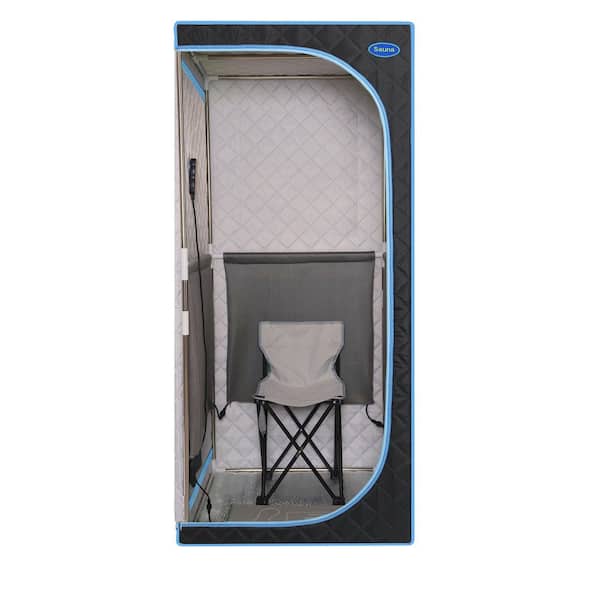 Moray 1-Person Indoor Plus Type Full Body Black Portable Infrared Sauna Tent with FCC Certification(Blue binding)