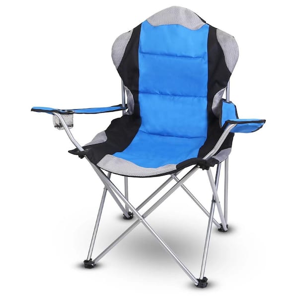 Foldable Camping Chair Heavy Duty Steel Lawn Chair Padded Seat Arm Back Beach Chair Max Load with Cup Holder Carry Bag