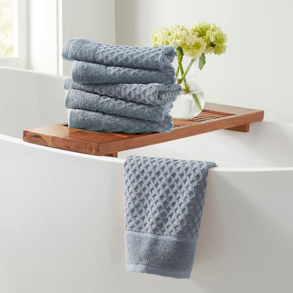 Chambray Blue Ultra-Soft 100% Cotton Diamond Waffle 6-Pack Washcloths
