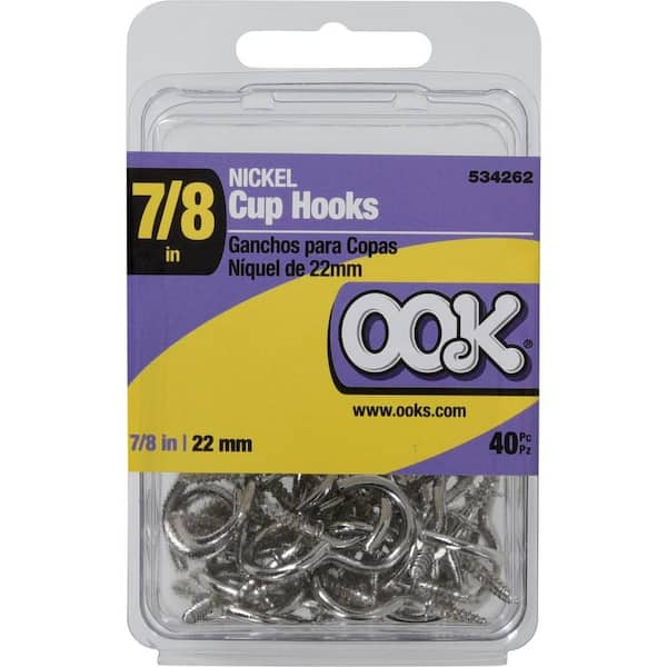 Nickel Silver Cup Hooks 1/2 Key Jewelry Hooks Screw in (Pack of 20) Small