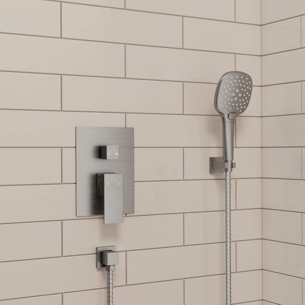 Nickel Wall Mounted Adjustable Rain Shower System with Handheld