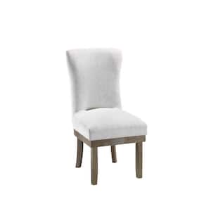Gray and Brown Linen Fabric Wingback Side Dining Chair (Set of 2)