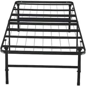 Black, Foldable Metal Bed Frame, Twin, Platform Bed - Mattress Foundation - Box Spring Replacement