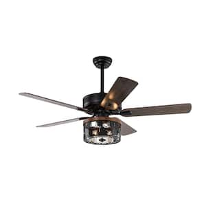 52 in. Indoor Bronze Rustic Ceiling Fan with 3 E26 Bulb Holders Decorative Shape and Remote Control
