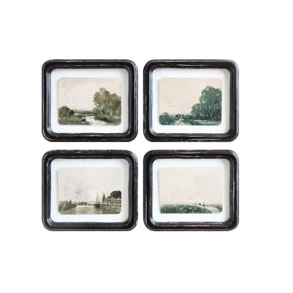 "Floating Landscape" Wood Framed Wall Home Art Print (Set of 4 Designs) 7 in. x 8.25 in. .