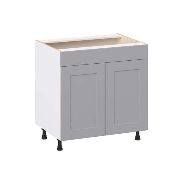 Roseland 33 in. W x 24 in. D x 34.5 in. H Assembled Shaker Sink Base Kitchen Cabinet in Slate Gray with Falsefront