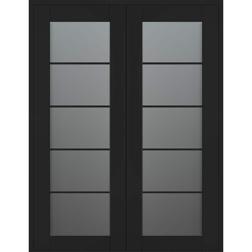 Vona 5-Lite 48 in. x 84 in. Both Active 5-Lite Frosted Glass Black Matte Wood Composite Double Prehung Interior Door price history on PriceWatchPro