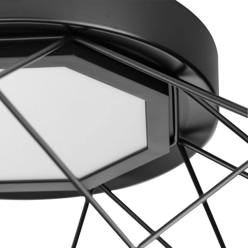 Geodesic Matte Black LED Flush Mount Light with Diamond Frame
