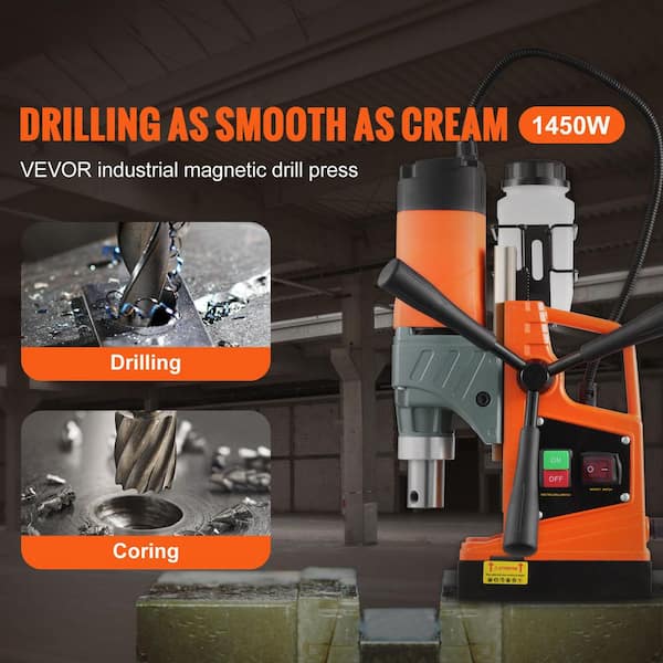 Magnetic Drill, 1.45 KW 1.57 in. Boring Diameter, Portable Mag Drill Press with 1 2,500 N Number of Speeds 850 RPM