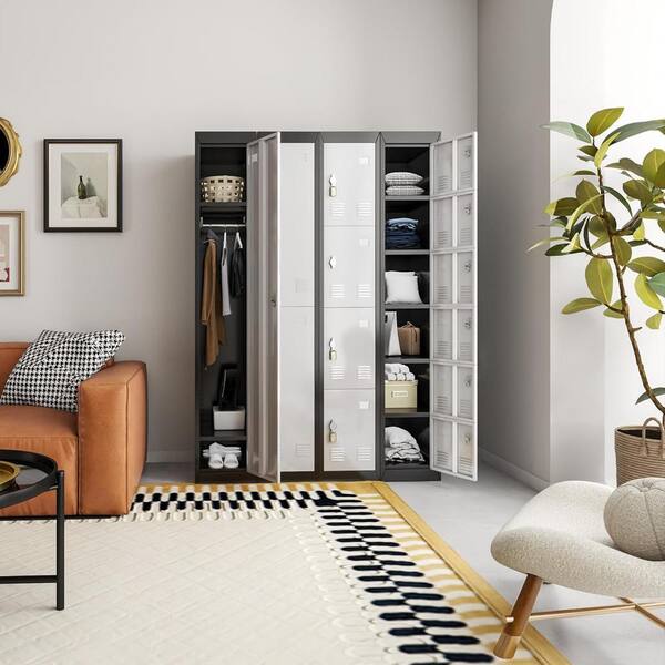 Large Storage Cabinet,Armoire Wardrobe Closet,Filing Cabinets for Home  Office,Locker Cabinet with 2 Doors and 4 Shelves, for Living Room, Bedroom