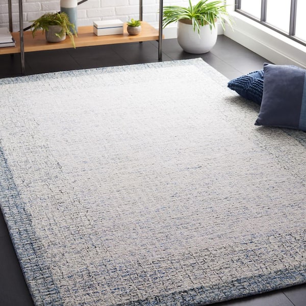 Metro 5 ft. x 8 ft. Ivory/Gray Crosshatch Border Area Rug