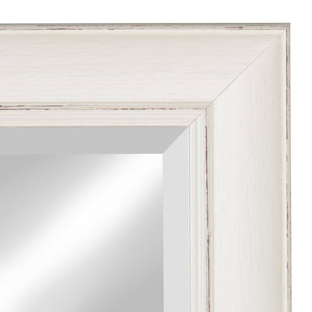 Macon Distressed Soft White Full Length Beveled Wall Mirror 16x36