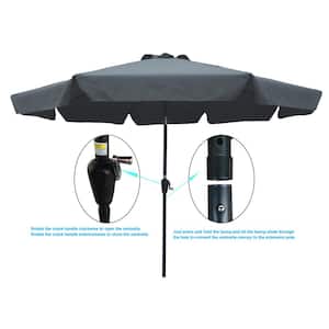 10 ft. Aluminum Market Umbrella with Crank and Push Button Tilt Outdoor Patio Umbrella in Grey