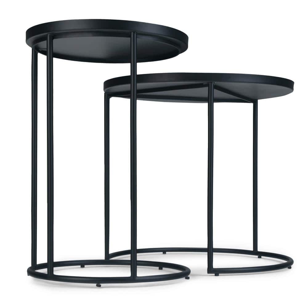Black Round Metal 2-Piece Nesting Tables