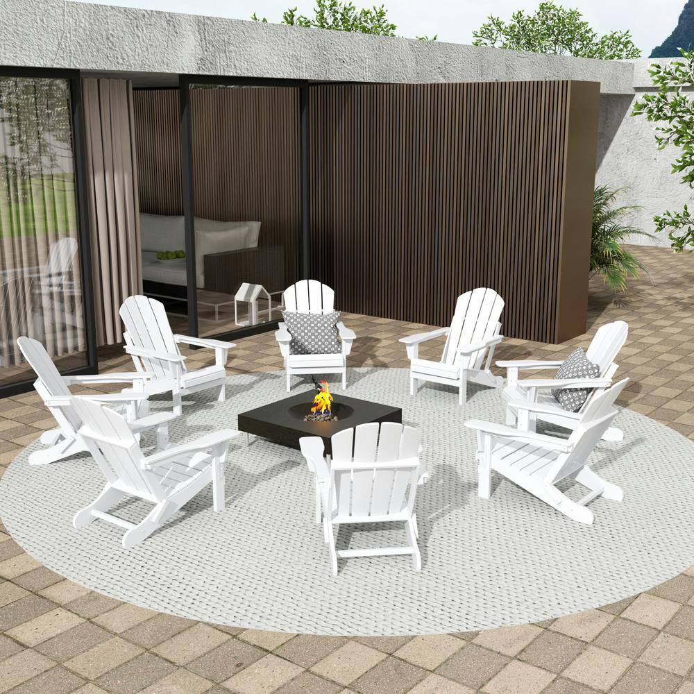 WESTIN OUTDOOR Addison White 8Piece Plastic Folding Adirondack Patio