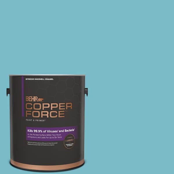 COPPER FORCE 1 gal. #M470-4 Azure Lake Eggshell Enamel Virucidal and Antibacterial Interior Paint & Primer