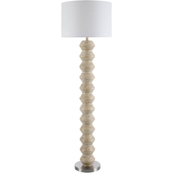 Livabliss Mungo MGO-001 63 in. H x 18 in. W x 18 in. D Accent, Ivory, Standard, Floor Lamp