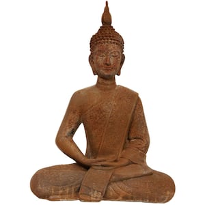 11 in. Thai Sitting Zenjo-in Rust Patina Buddha Decorative Statue