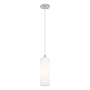 Crown Point 100-Watt 1 Light Satin Nickel Shaded Pendant Light with Frosted glass Frosted Glass Shade