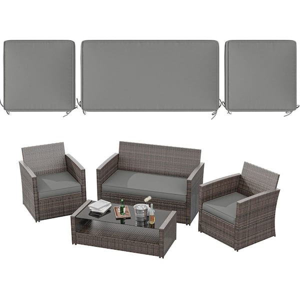 36 in. x 18 in. (3-Piece) Outdoor Patio Replacement Seat Cushions Fit for Loveseat Lounge Chair Furniture Light Grey