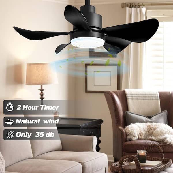 28 in. Smart Indoor Black Low Profile Ceiling Fan with Integrated LED and Reversible DC Motor, Remote Control