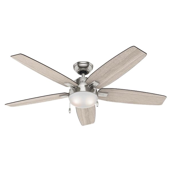 Hunter Antero 54 in. LED Indoor Brushed Nickel Ceiling Fan with Light