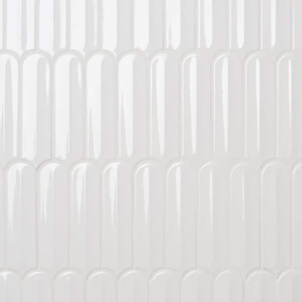 Ivy Hill Tile Medley Feather Cloud White 11.41 in. x 12.87 in. Glossy Ceramic Mosaic Wall Tile (1.01 sq. ft./Each)