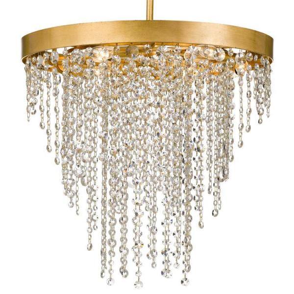 Antique Gold Elegance 6-Light Crystal Waterfall Chandelier