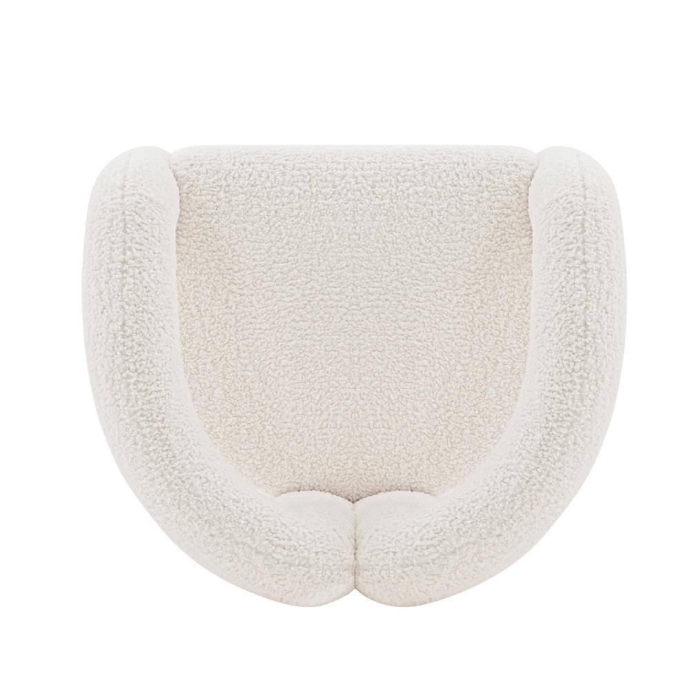 Cream Boucle Upholstered Modern Accent Chair with Pine Wood Frame