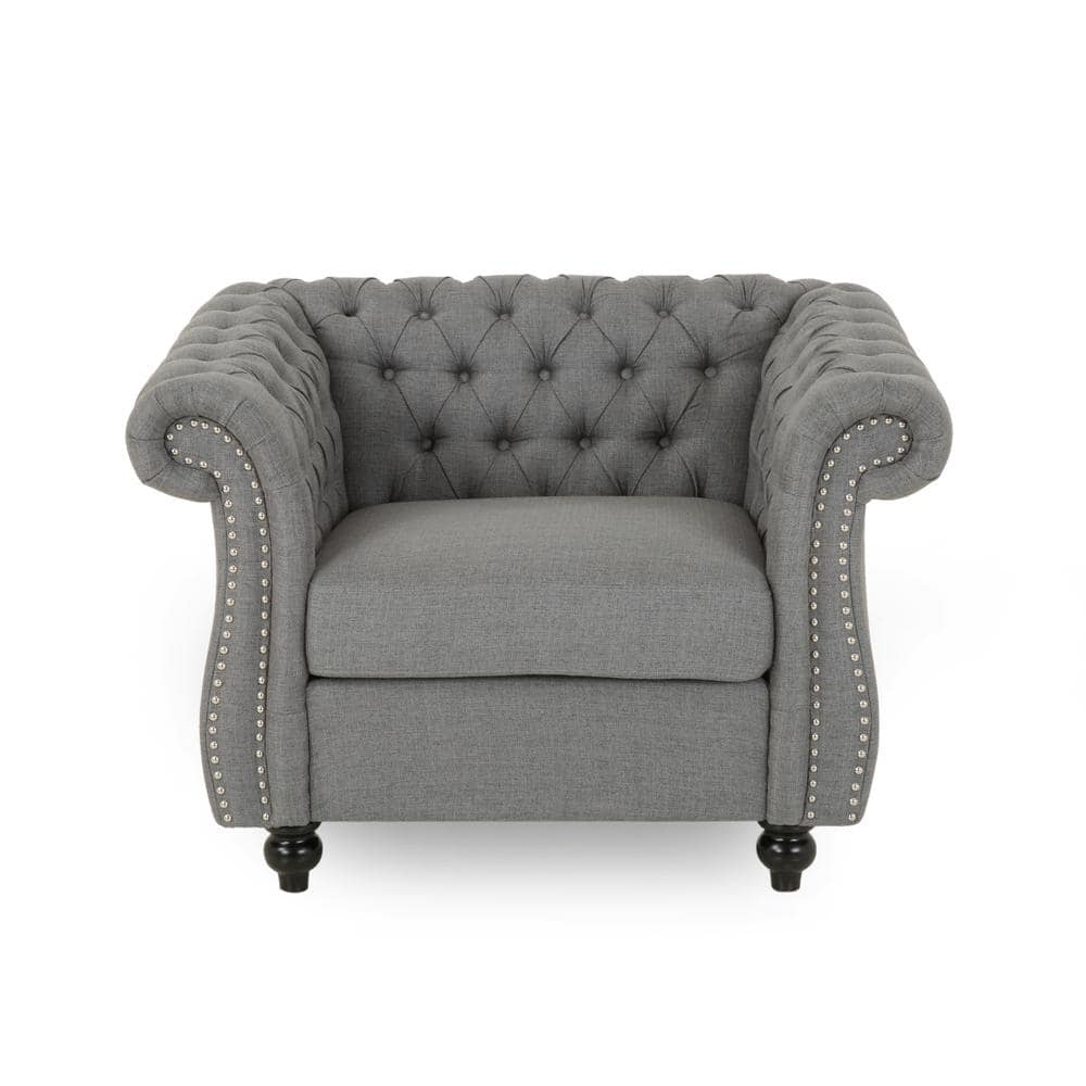 Noble House Westminster Dark Grey Nailhead Trim Club Chair 69112 - The ...