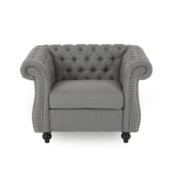 Noble House Westminster Dark Grey Nailhead Trim Club Chair