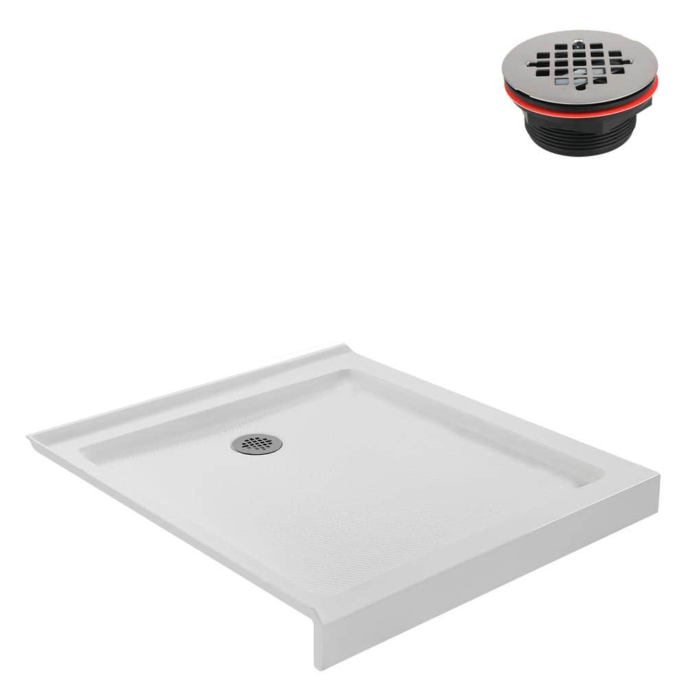 36'' White Acrylic Square Shower Base with Right Drain