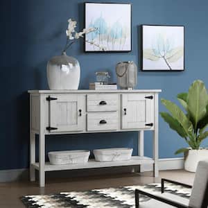 Retro Style White Freestanding Wood 48 in. Storage Buffet Sideboard with 2-Drawers and 2-Cabinets and Open Bottom Shelf