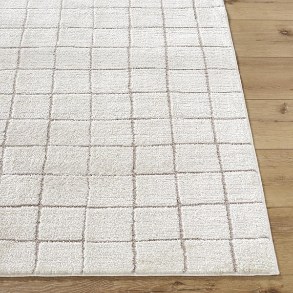 Our PNW Home Grid Ivory/Taupe 3 ft. x 7 ft. Global Indoor Area Rug
